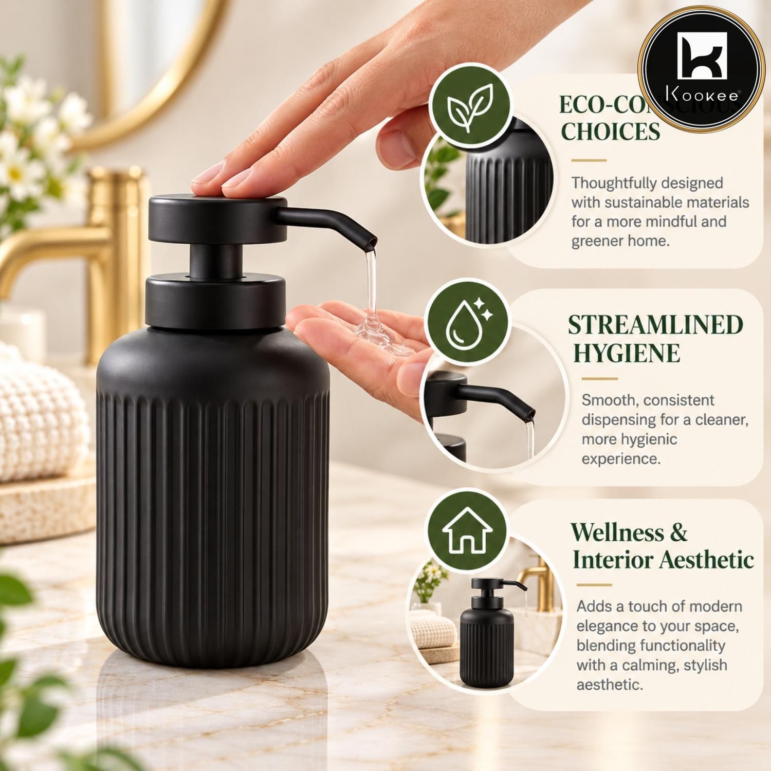 Glass Liquid Soap Dispenser for Bathroom, Set of 1