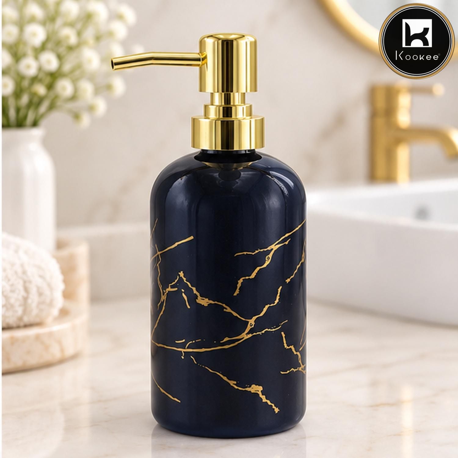 Glass Liquid Soap Dispenser for Bathroom, Set of 1