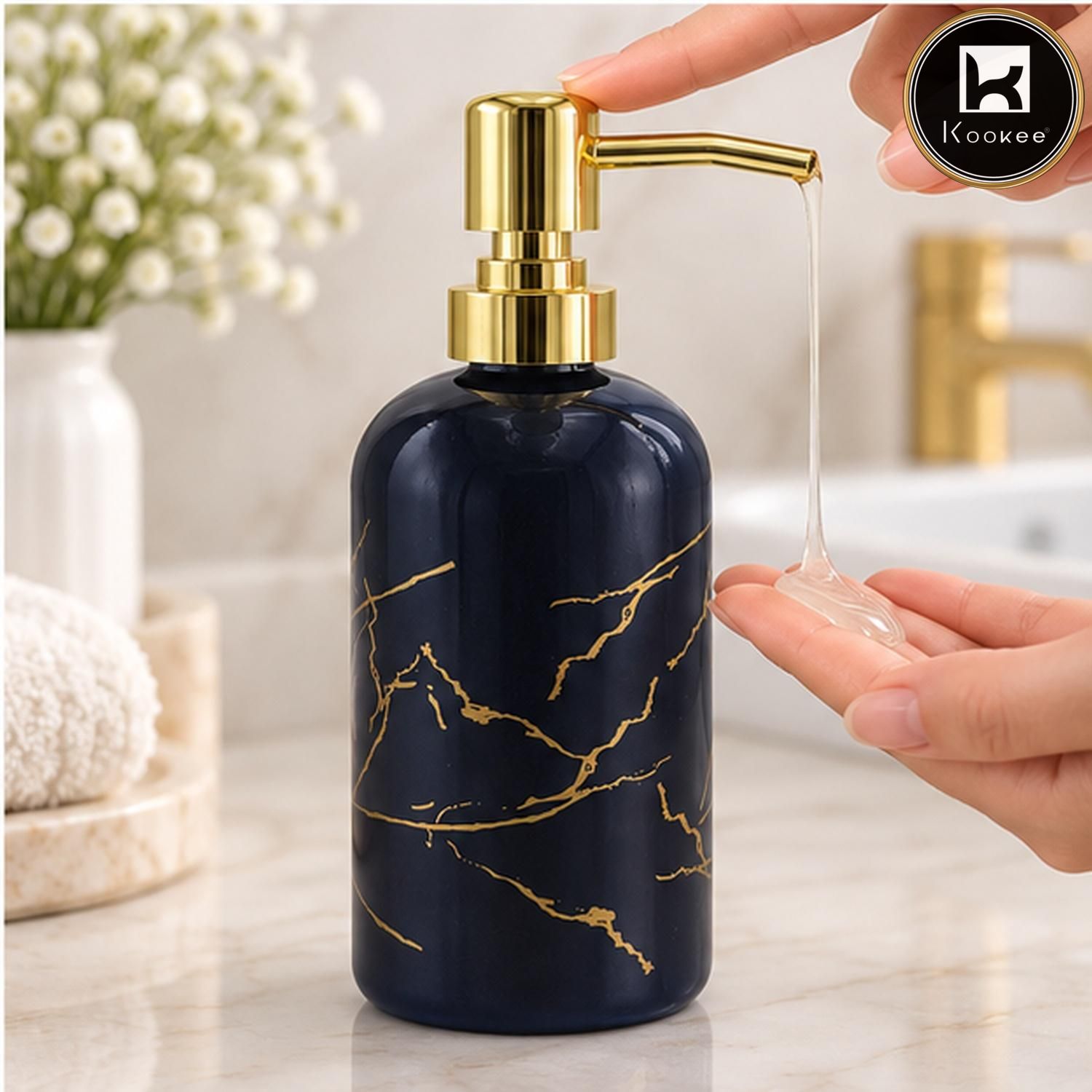Glass Liquid Soap Dispenser for Bathroom, Set of 1