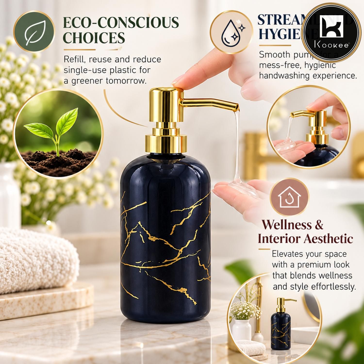 Glass Liquid Soap Dispenser for Bathroom, Set of 1