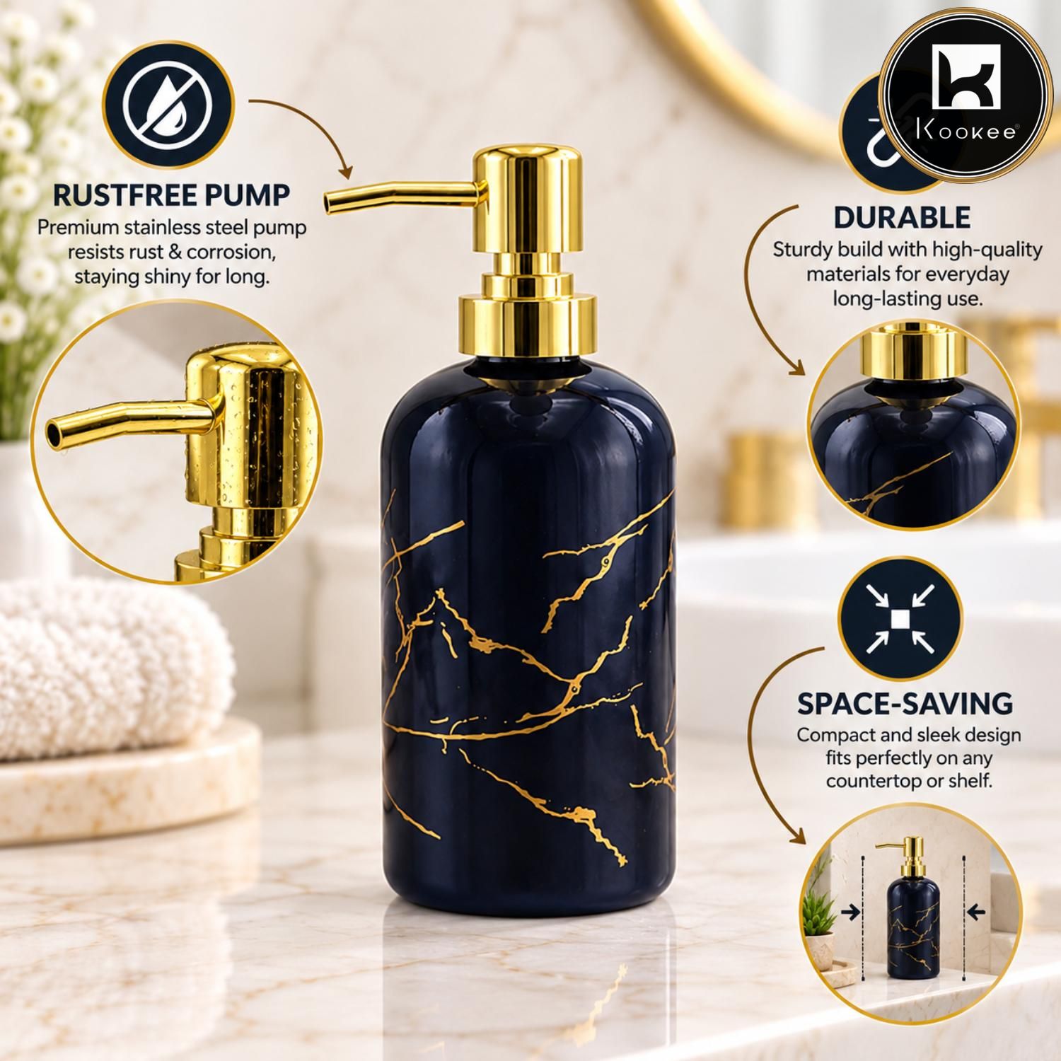 Glass Liquid Soap Dispenser for Bathroom, Set of 1