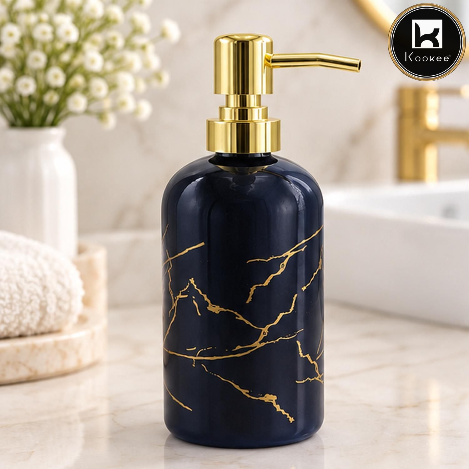 Glass Liquid Soap Dispenser for Bathroom, Set of 1