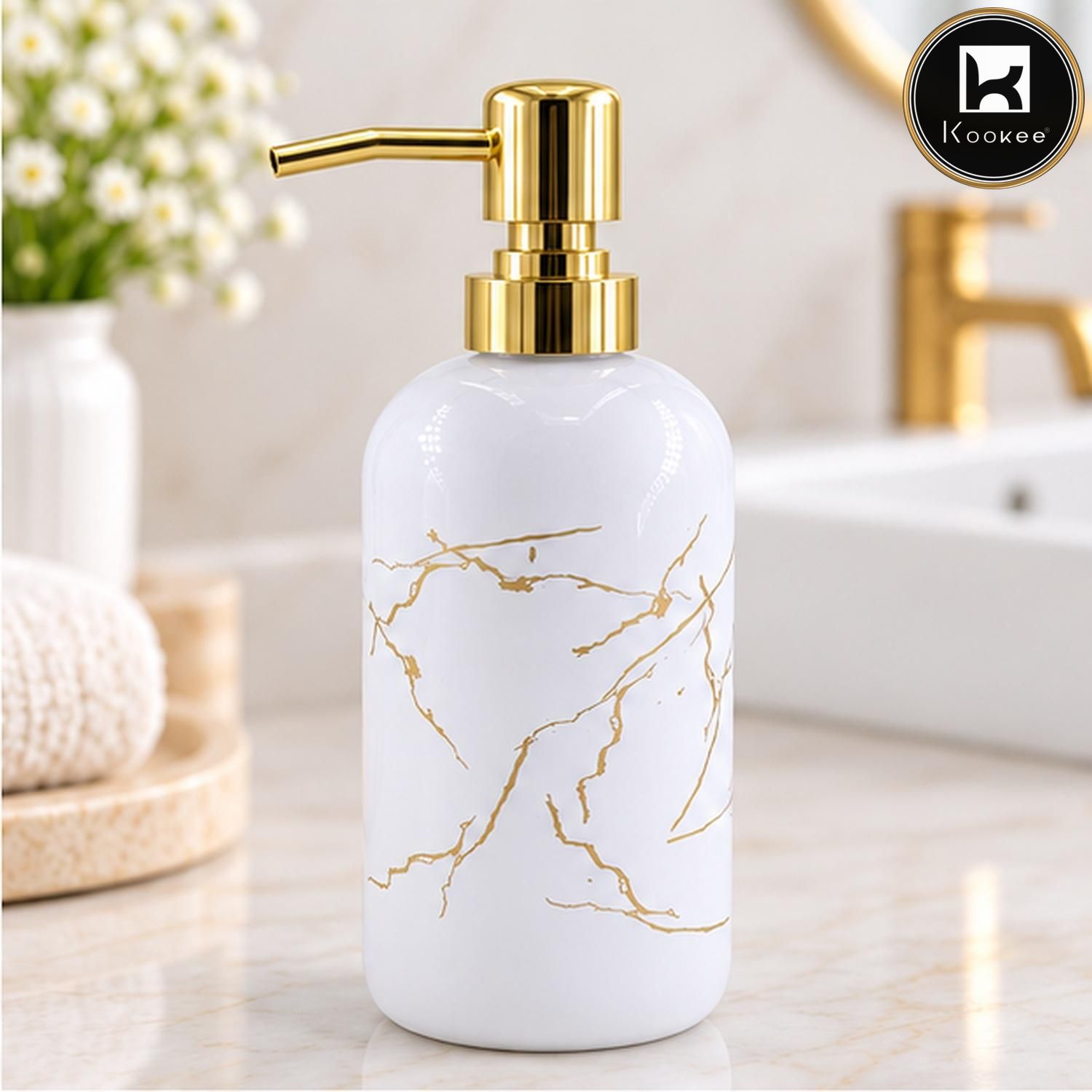Glass Liquid Soap Dispenser for Bathroom, Set of 1