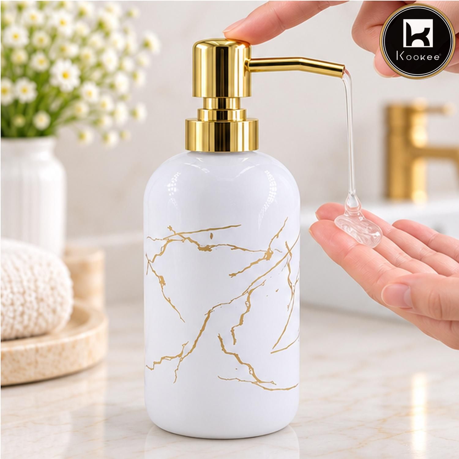 Glass Liquid Soap Dispenser for Bathroom, Set of 1