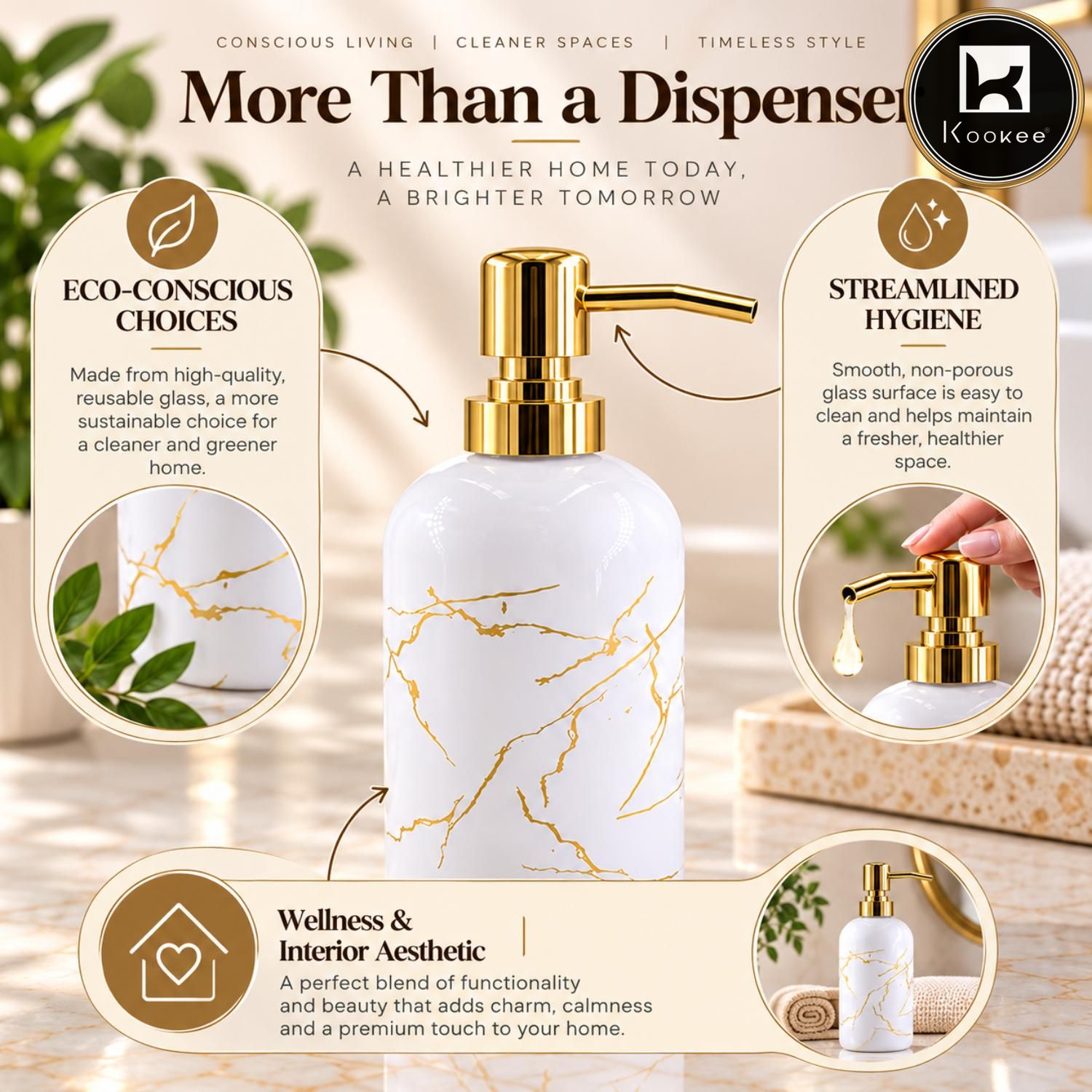 Glass Liquid Soap Dispenser for Bathroom, Set of 1
