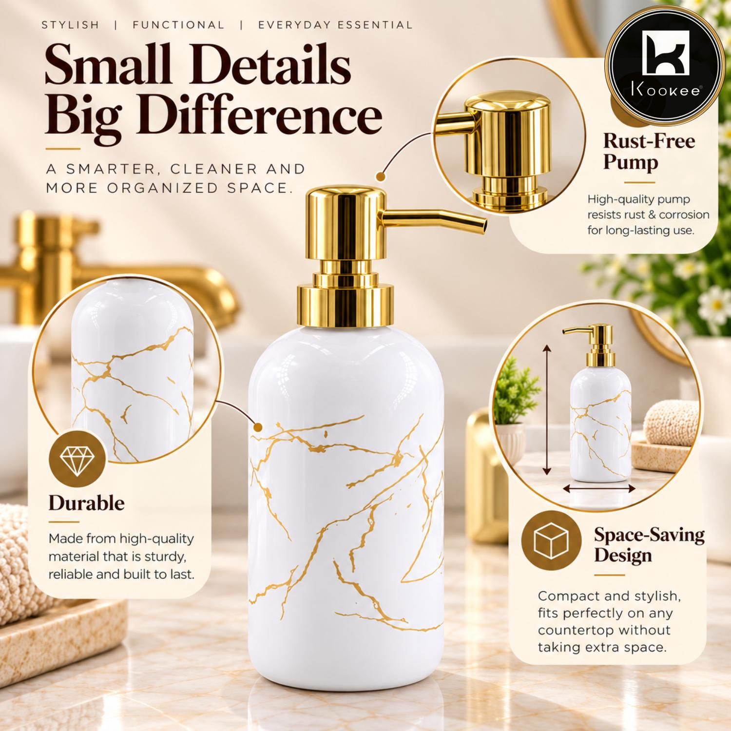 Glass Liquid Soap Dispenser for Bathroom, Set of 1