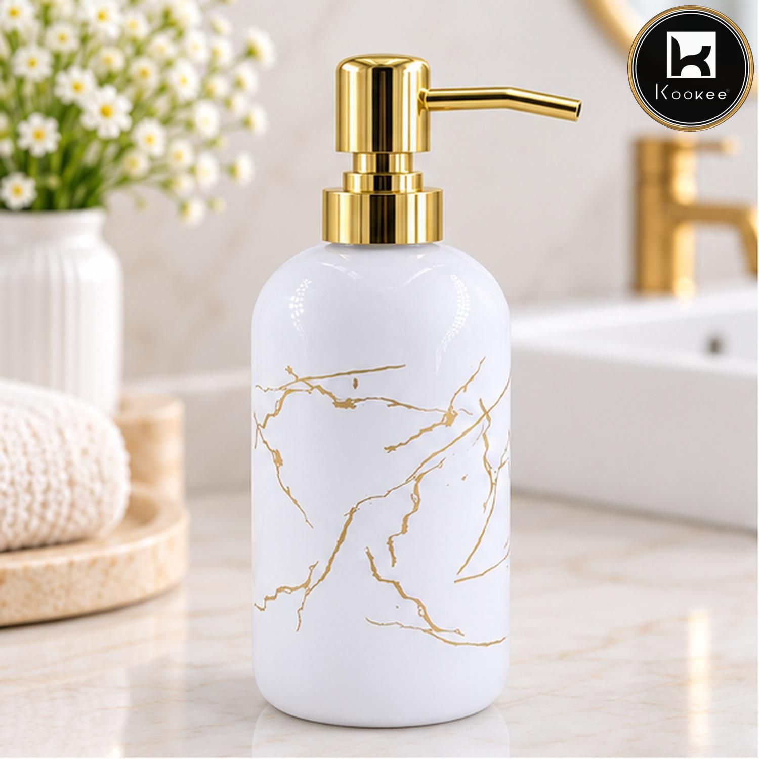 Glass Liquid Soap Dispenser for Bathroom, Set of 1