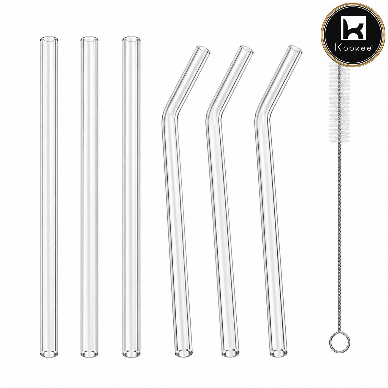 Reusable Glass Straw 6 pc with Cleaning Brush