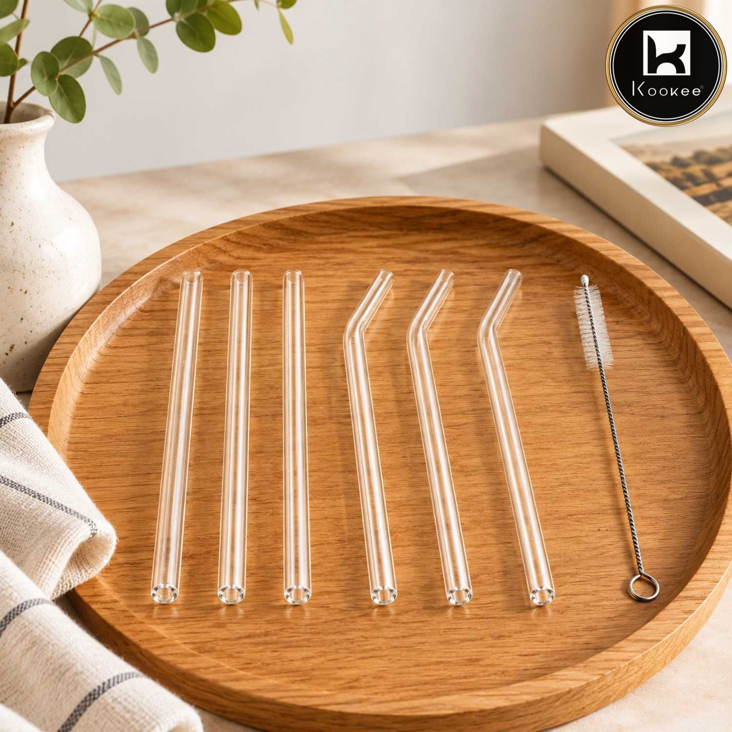 Reusable Glass Straw 6 pc with Cleaning Brush