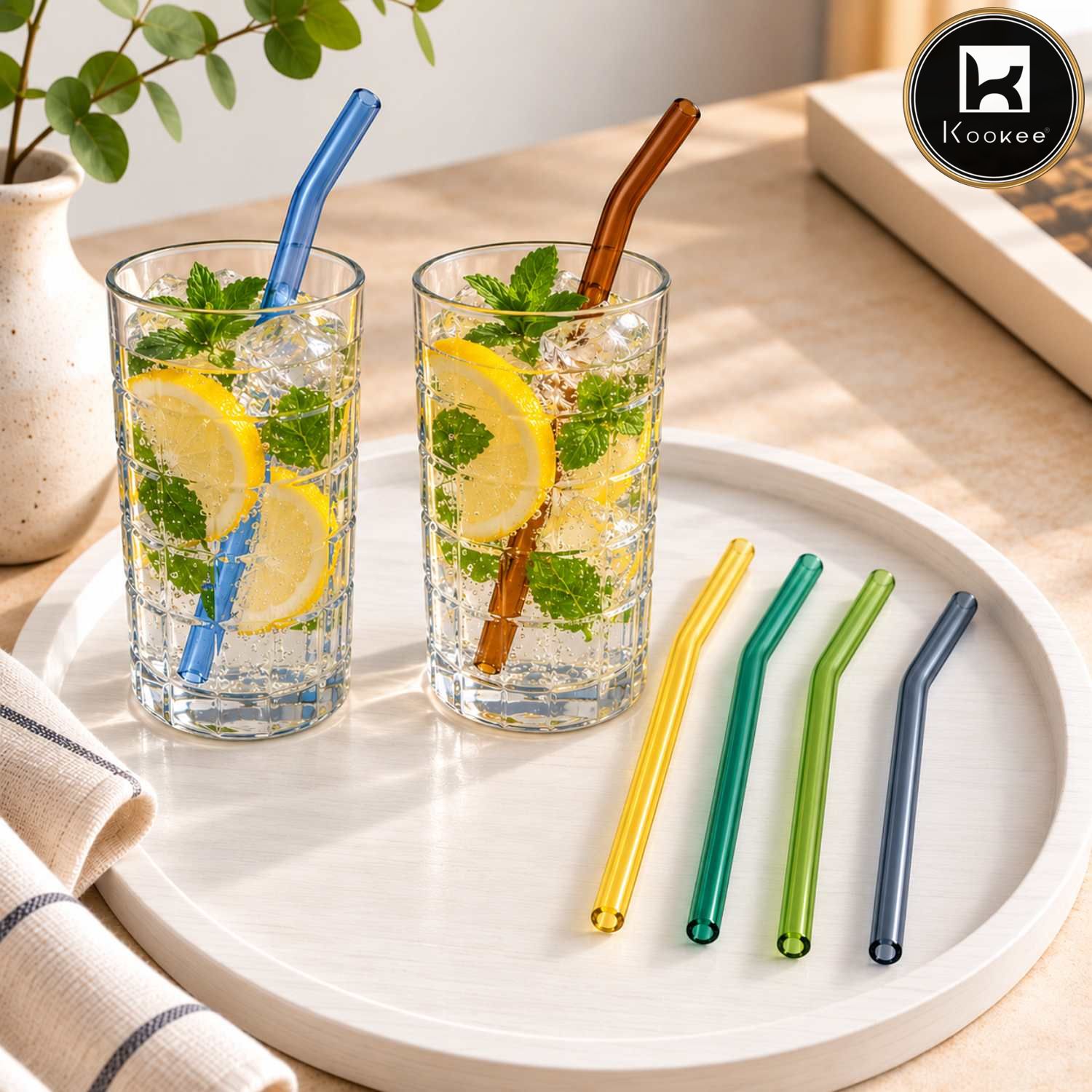 Reusable Glass Straw 6 pc with Cleaning Brush