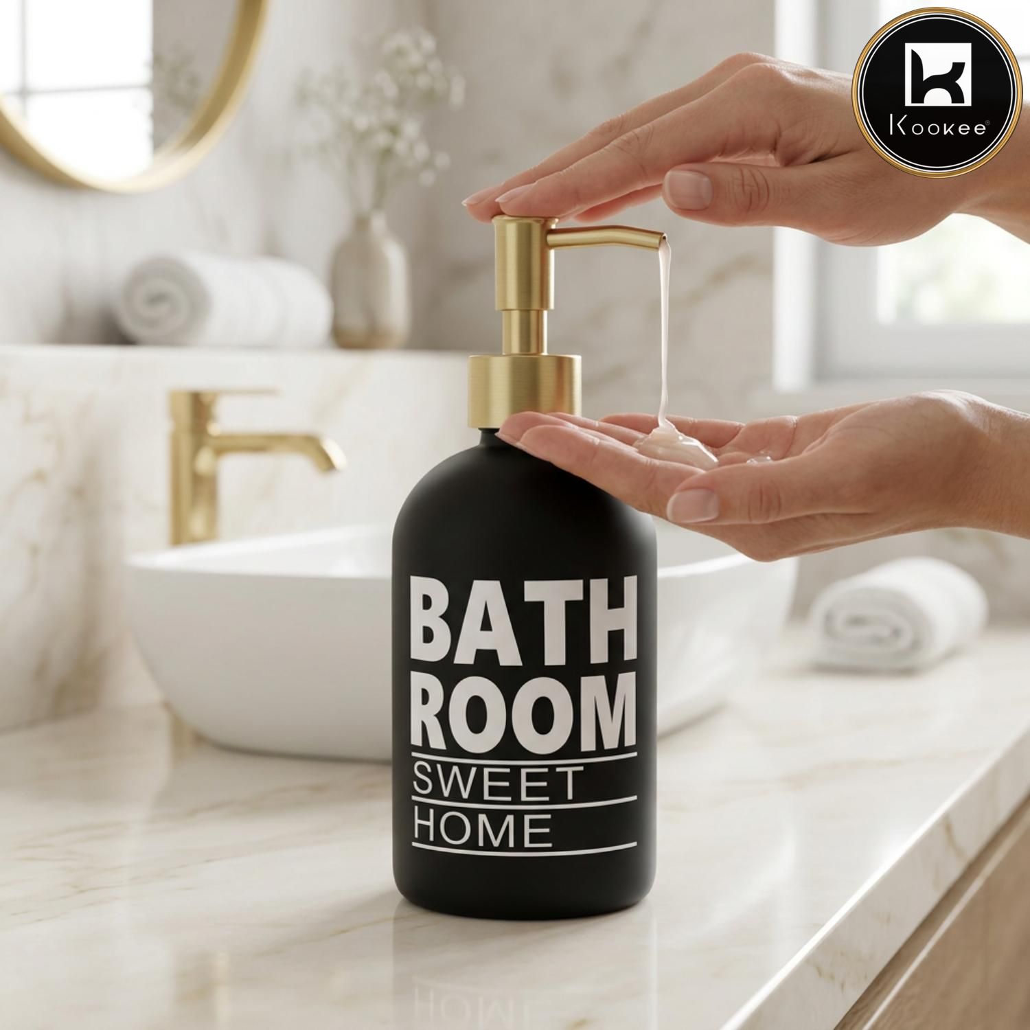 Glass Liquid Soap Dispenser for Bathroom, Set of 1
