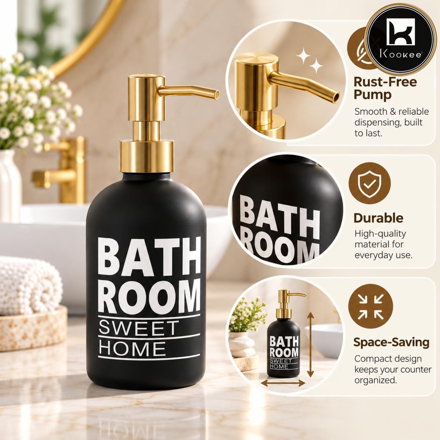 Glass Liquid Soap Dispenser for Bathroom, Set of 1