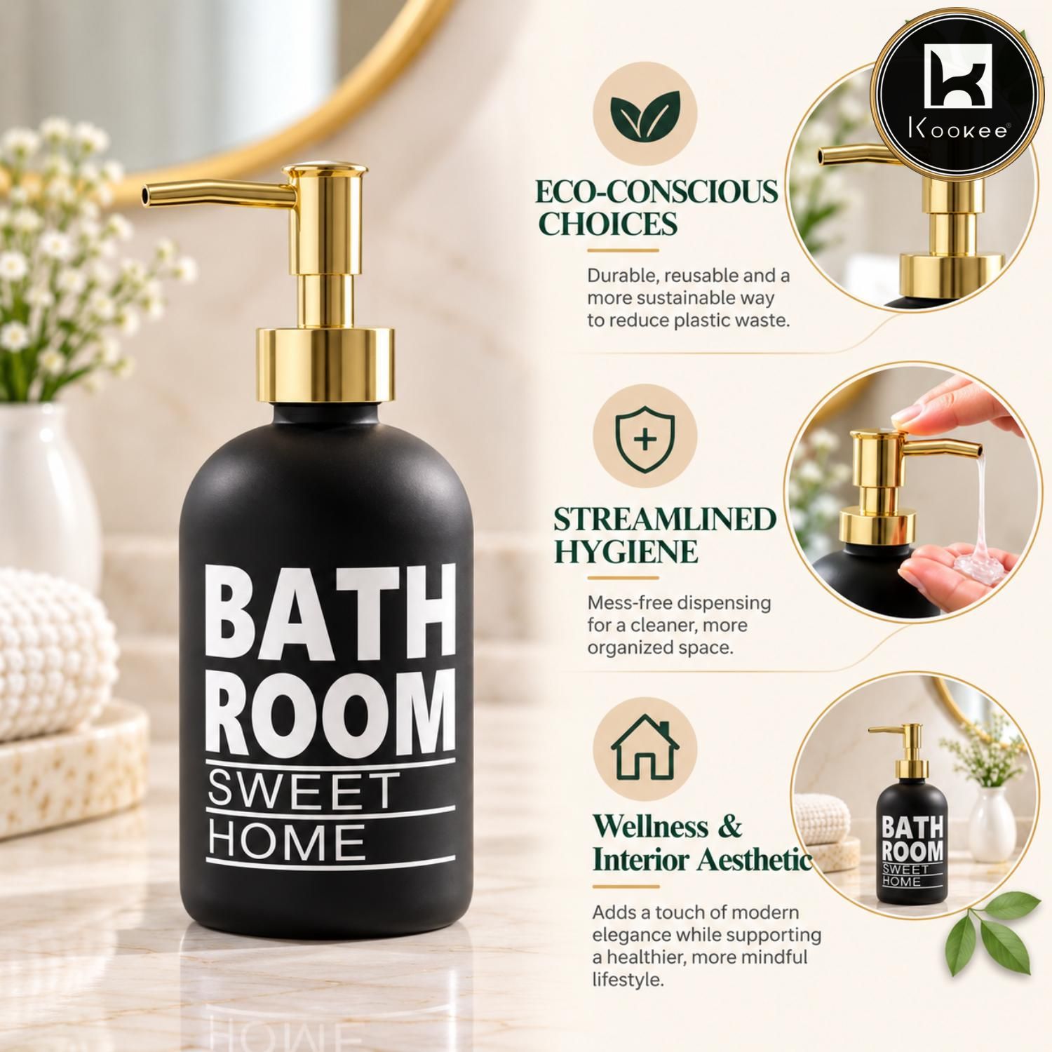 Glass Liquid Soap Dispenser for Bathroom, Set of 1