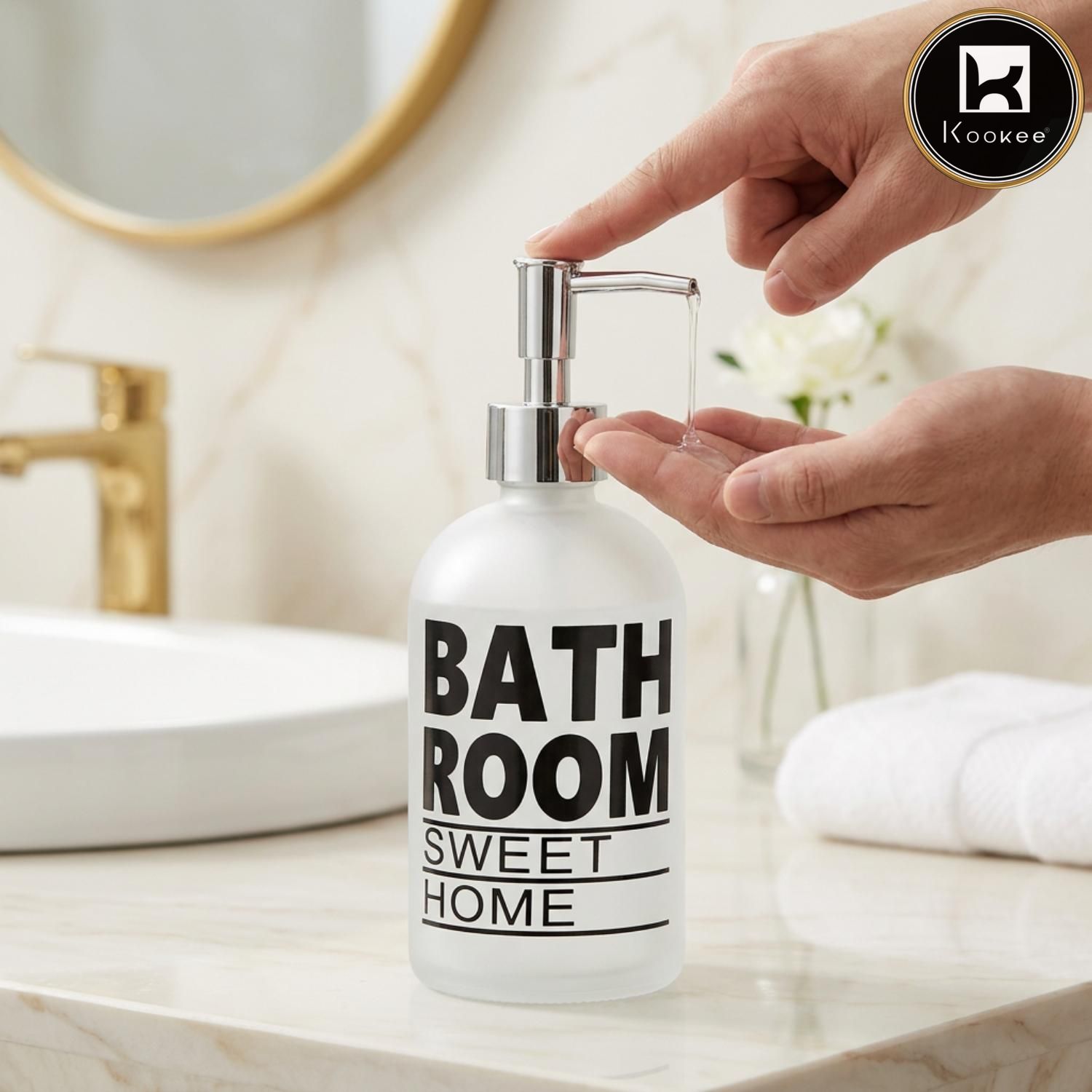 Glass Liquid Soap Dispenser for Bathroom, Set of 1