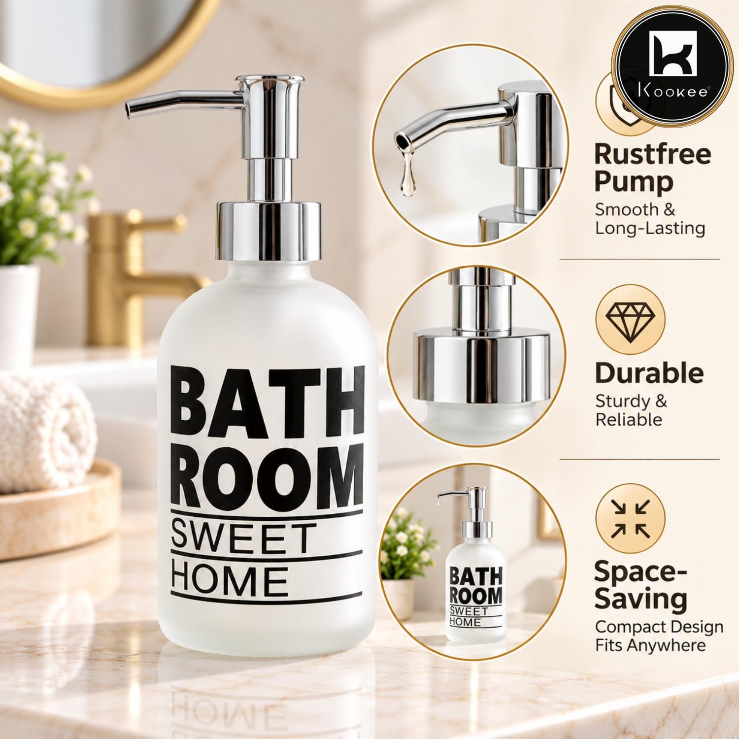 Glass Liquid Soap Dispenser for Bathroom, Set of 1
