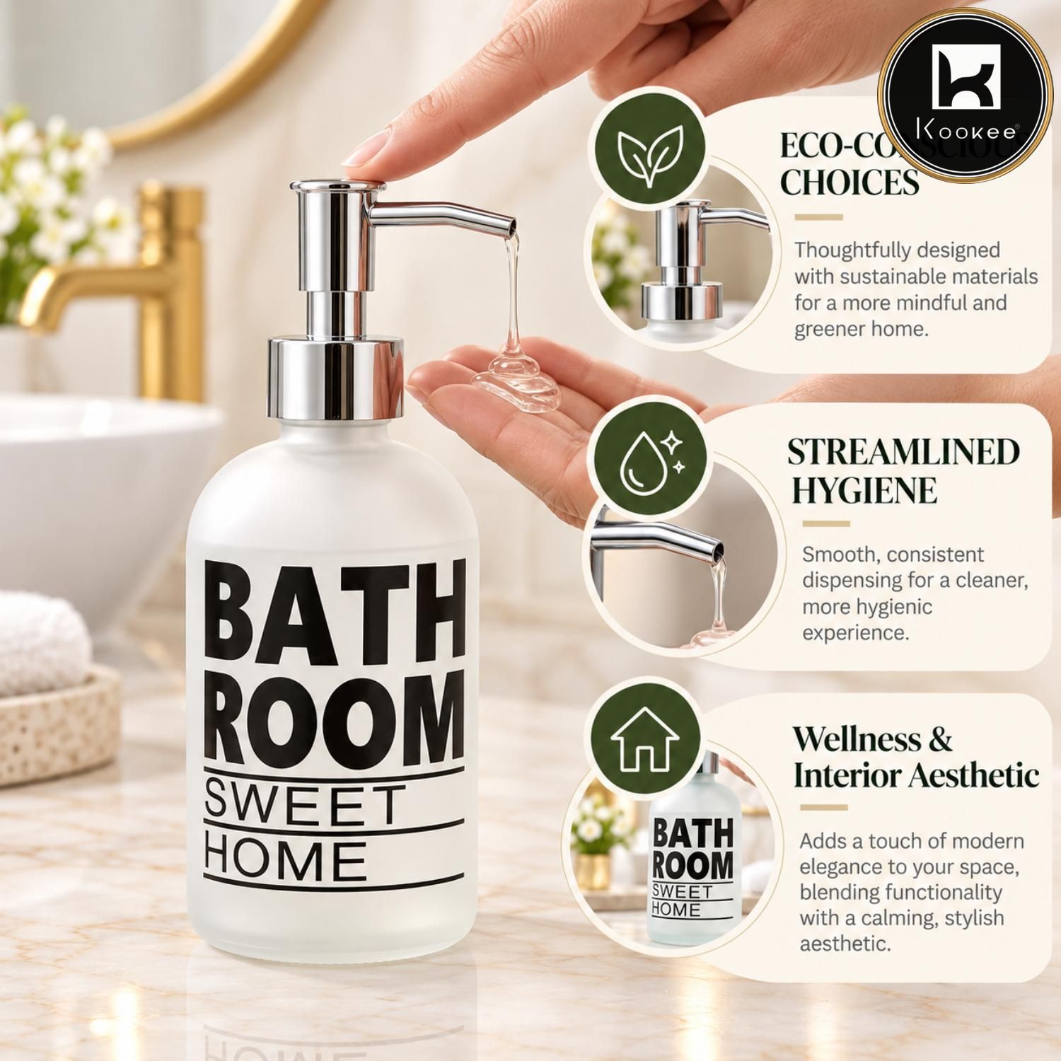 Glass Liquid Soap Dispenser for Bathroom, Set of 1