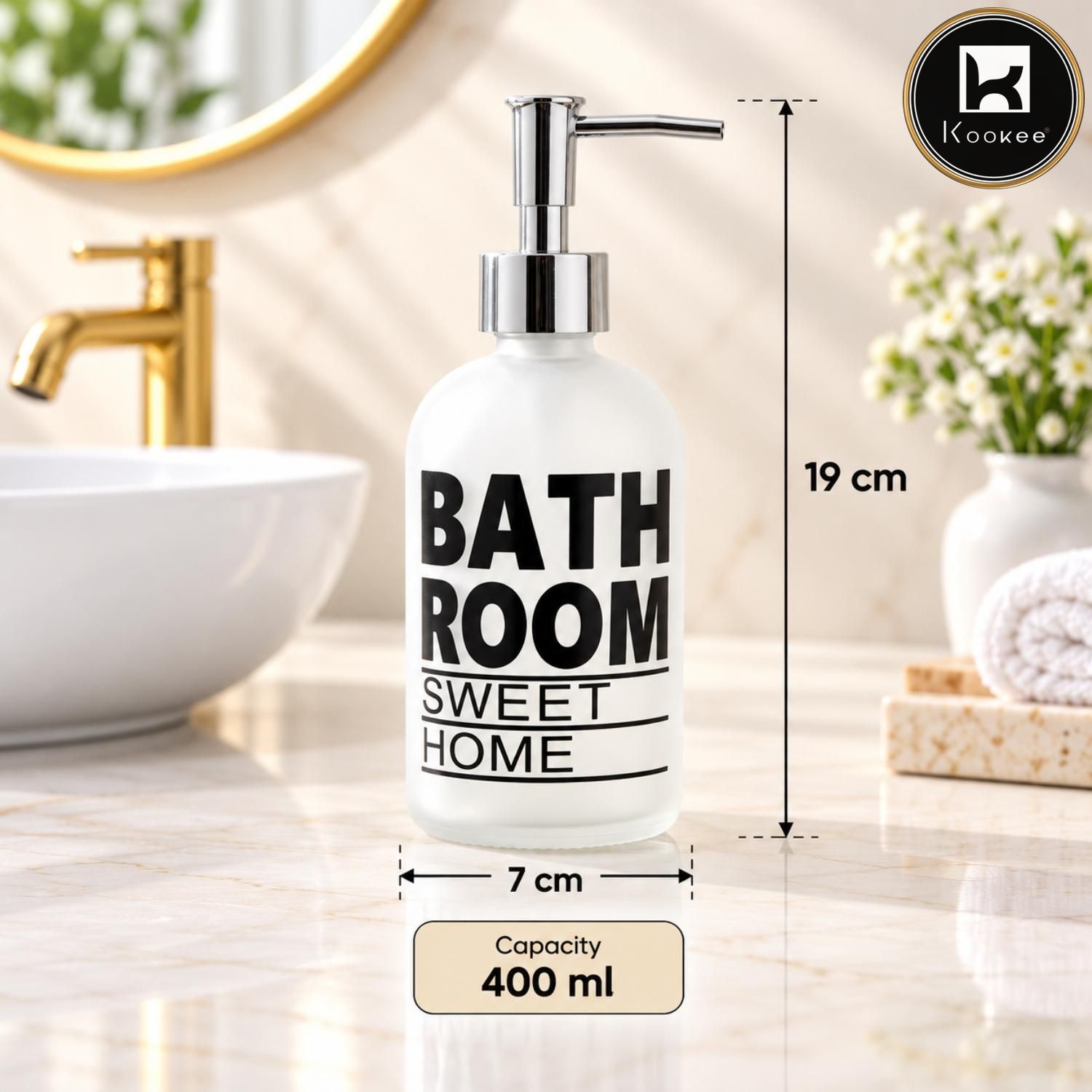 Glass Liquid Soap Dispenser for Bathroom, Set of 1
