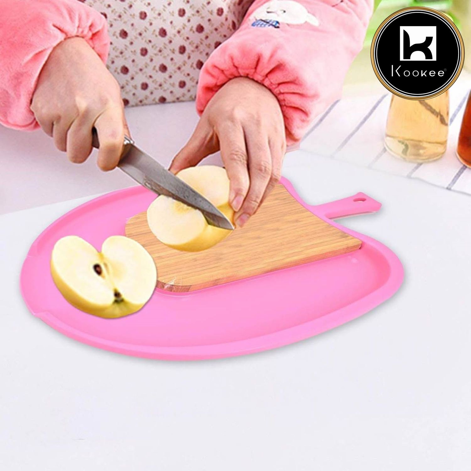 Kookee Wooden with Plastic Chopping Board for Kitchen Cutting Vegetables, Meat, Fruits with segment for chop and drop