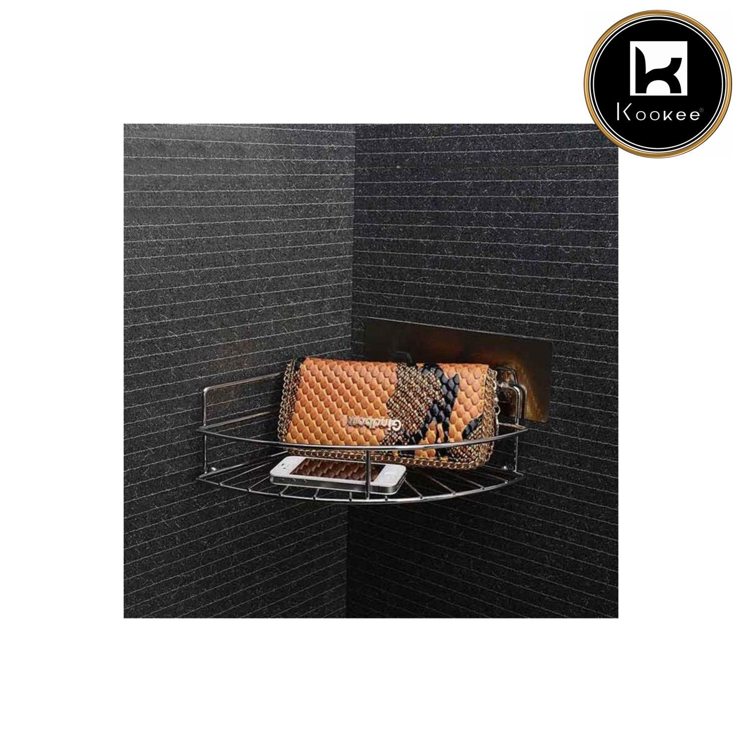 Wall Mounted Multi-Function Self Adhesive Stainless Steel Corner Rack (645)