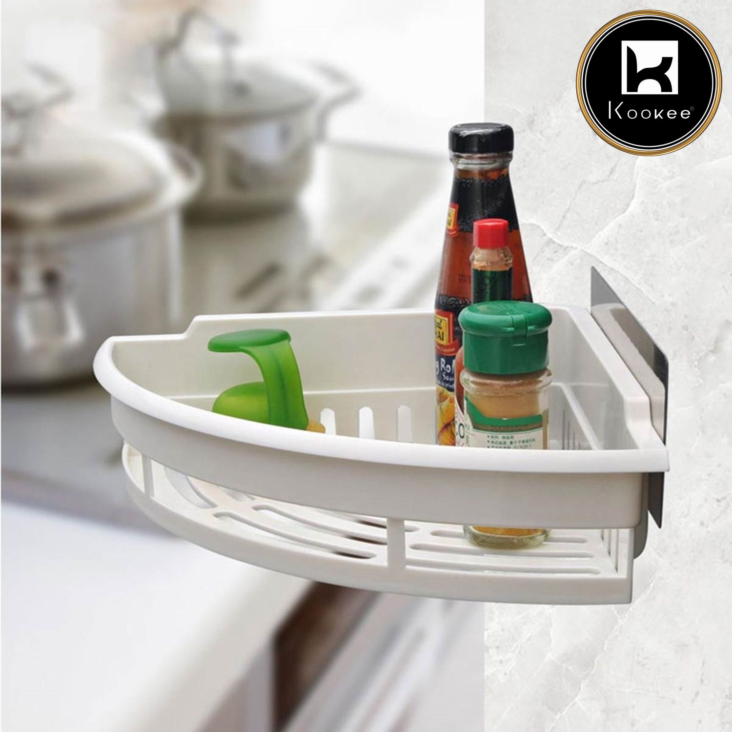 Wall Mounted Multi-Function Self Adhesive Plastic Corner Rack