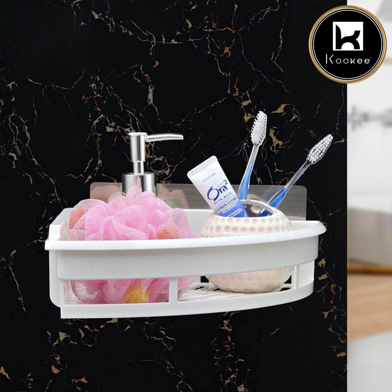 Wall Mounted Multi-Function Self Adhesive Plastic Corner Rack