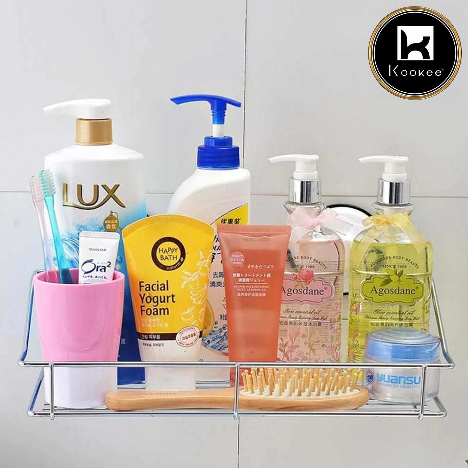 Wall Mounted Multi-Function Self Adhesive Stainless Steel Rack (669)