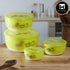 Plastic Airtight Container with Lid, Set of 4, Round, Green