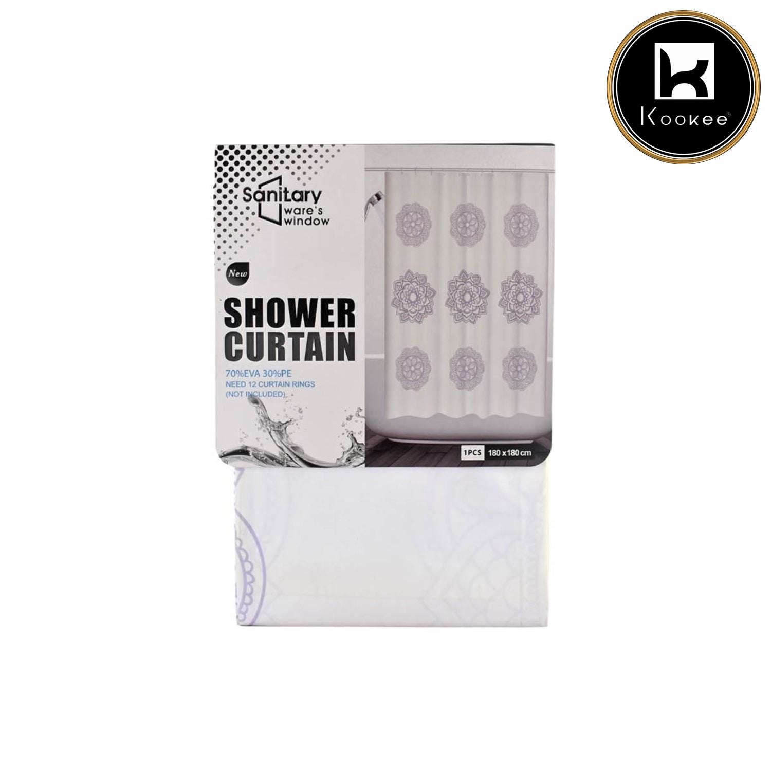 Kookee PE Shower Curtains for Shower, Bathtub Waterproof, Washable for Bathroom decor