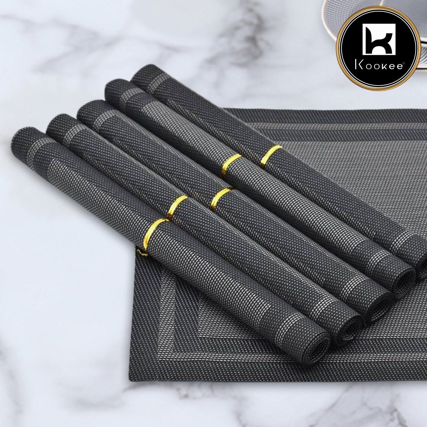 Kookee Placemats, Black, ART00901