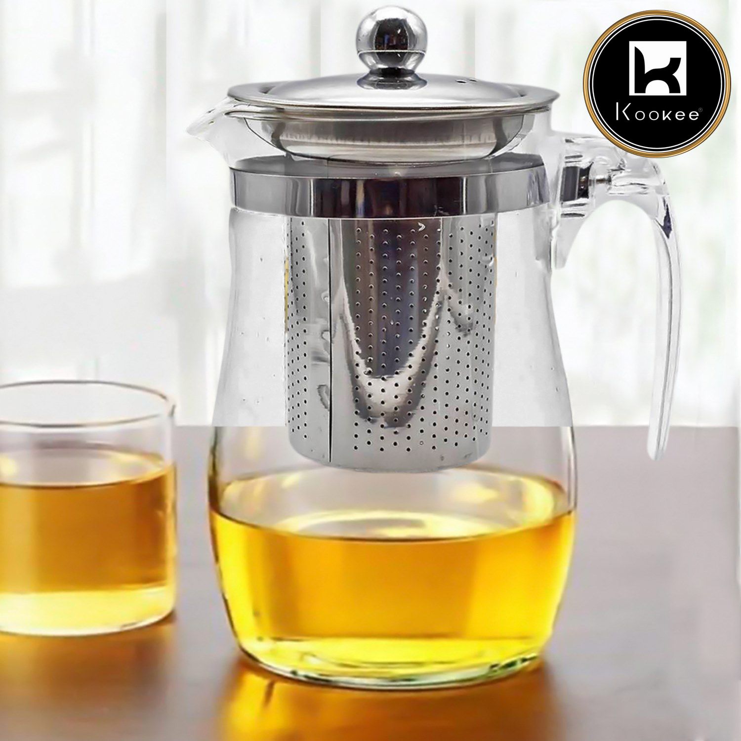 Kookee Glass Kettle with Removable Stainless Steel Strainer/Infuser - 750ml (1266)