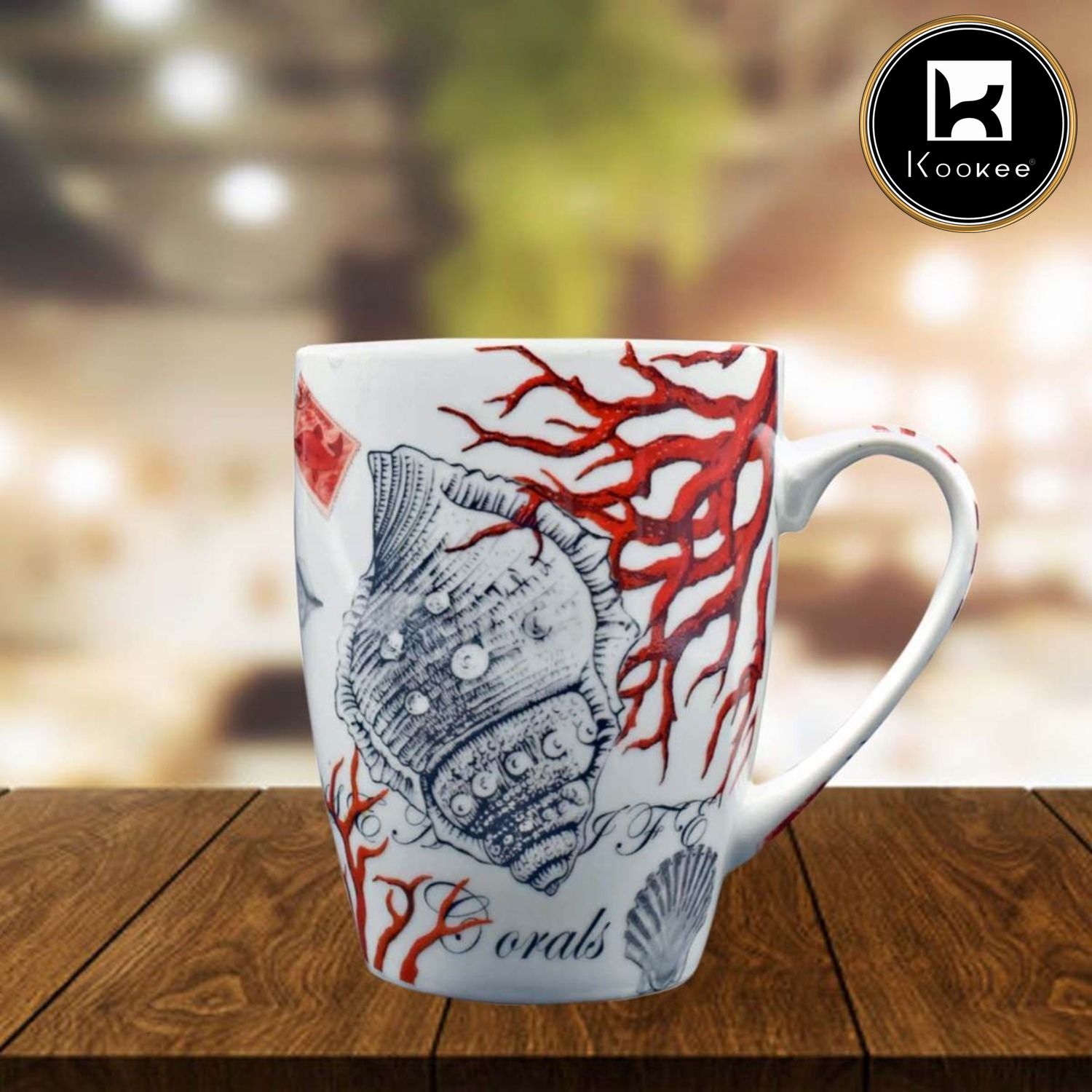 Kookee Printed Ceramic Coffee or Tea Mug with handle for Office, Home or Gifting - 325ml