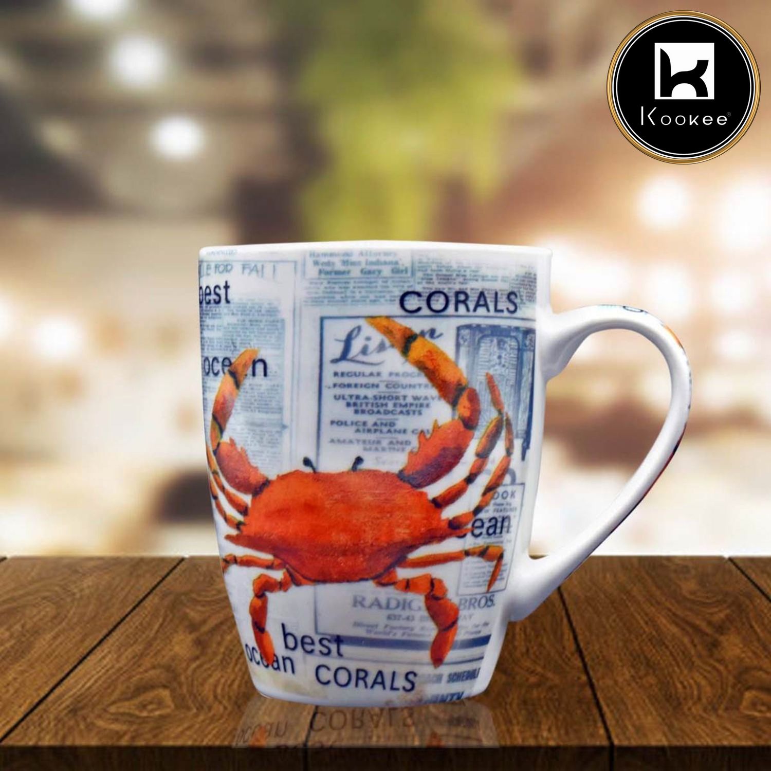 Kookee Printed Ceramic Coffee or Tea Mug with handle - 325ml (3441AG-B)