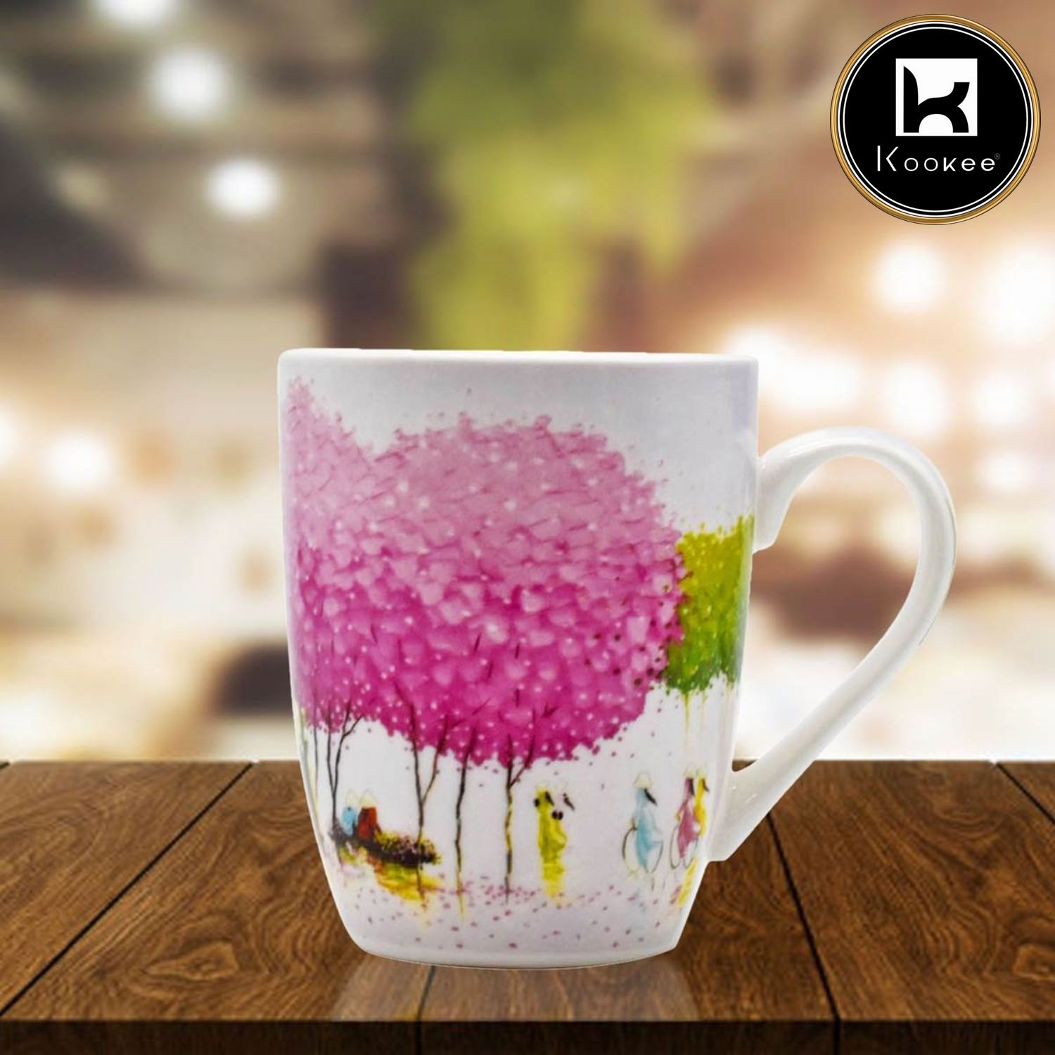 Kookee Printed Ceramic Coffee or Tea Mug with handle for Office, Home or Gifting - 325ml