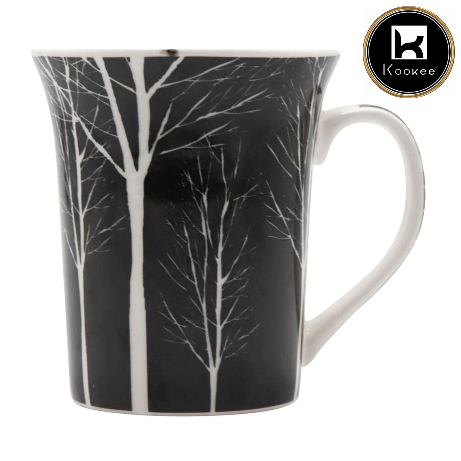 Kookee Printed Ceramic Tall Coffee or Tea Mug with handle for Office, Home or Gifting - 325ml