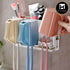 Multifunctional Wall Mounted Self Adhesive Toothbrush Holder for Bathroom with 3 Cups