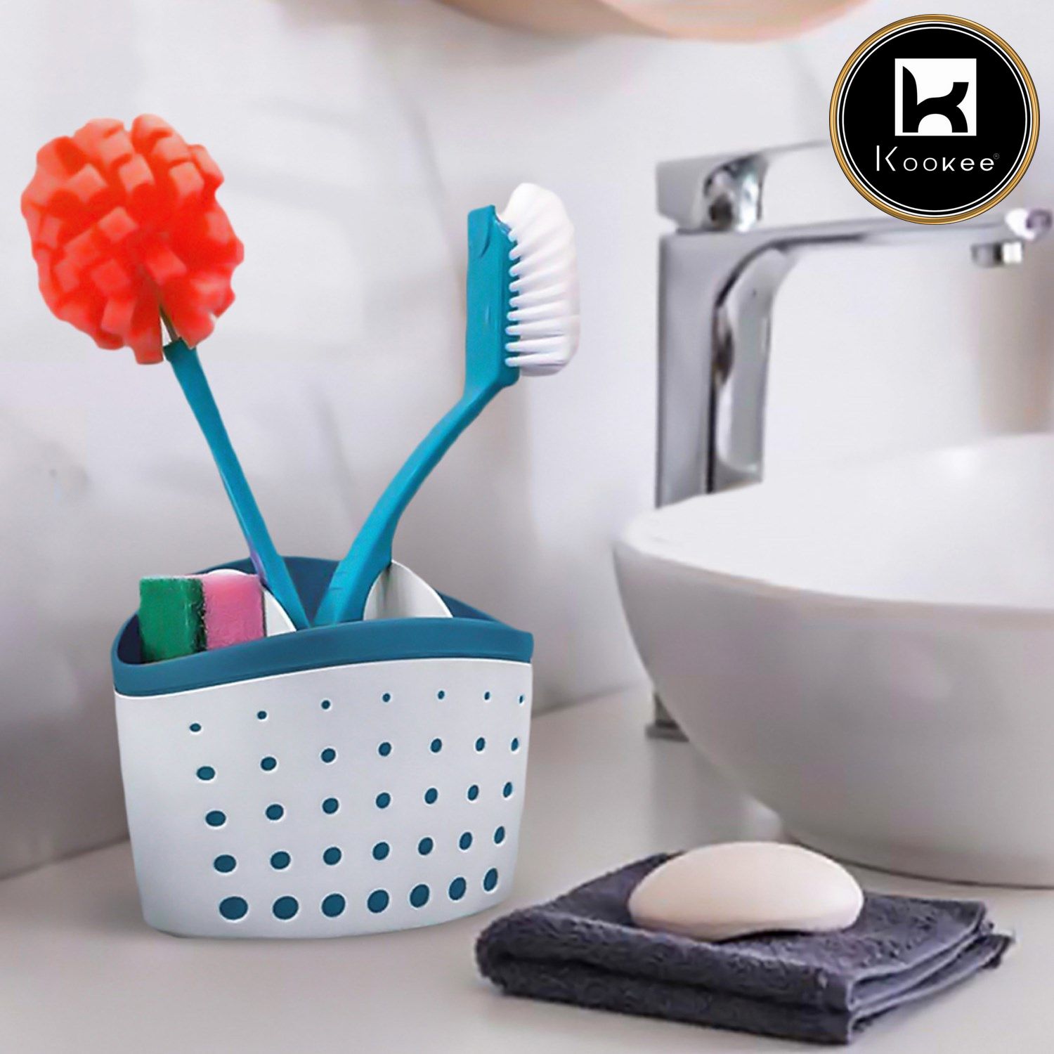 Kookee Kitchen Sink Organizer storage for Dishwashing, Sponge Sink Caddy