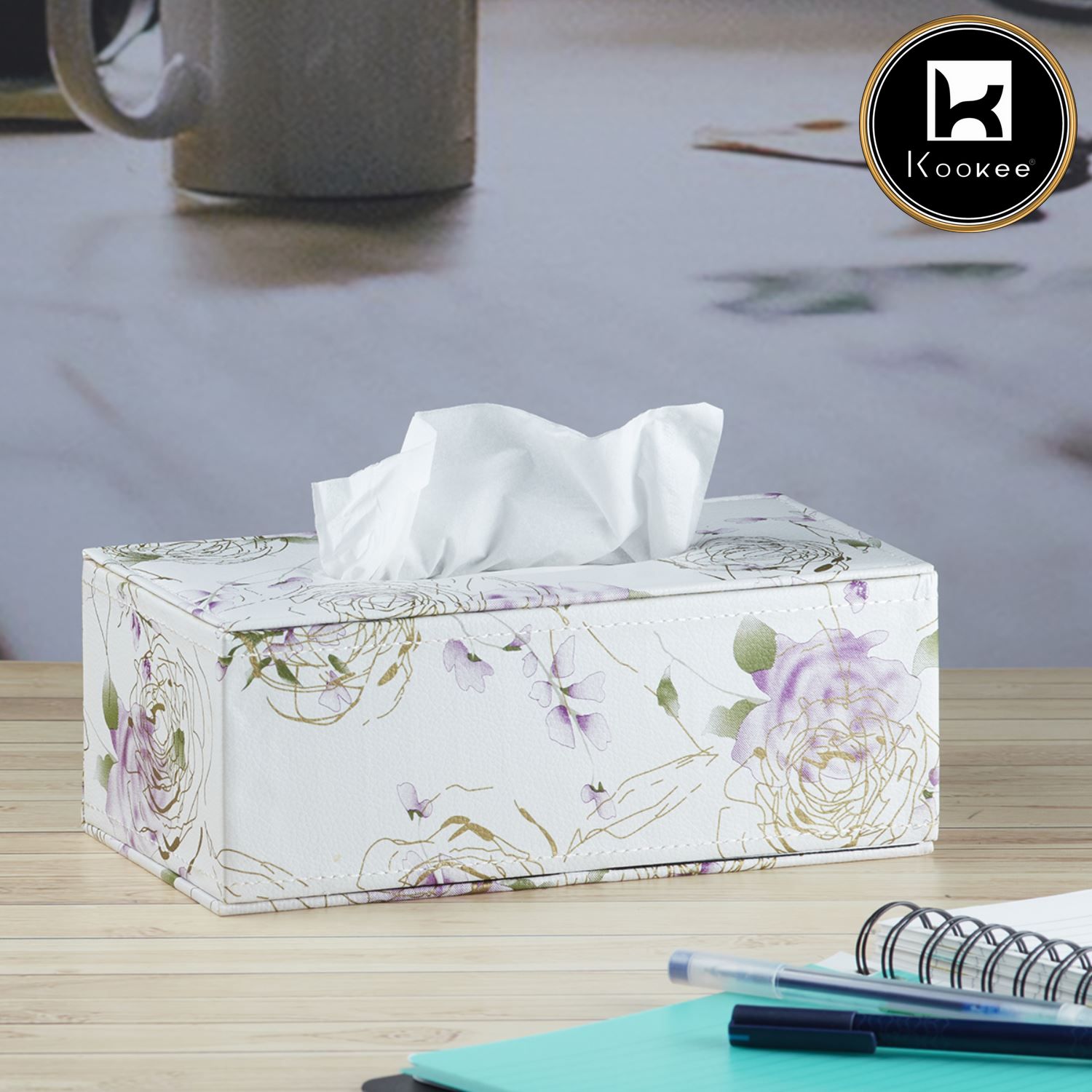 PU Leather Tissue Box Holder of Tissue Paper, Napkin, Rectangle (D-1-B)