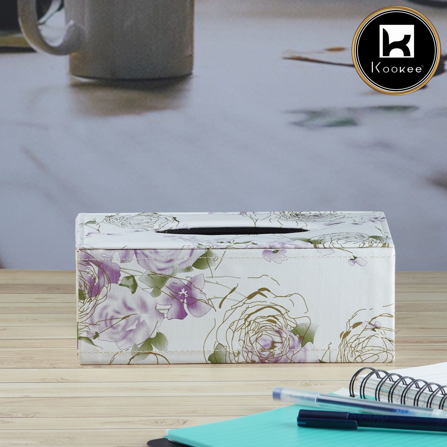 PU Leather Tissue Box Holder of Tissue Paper, Napkin, Rectangle (D-1-B)