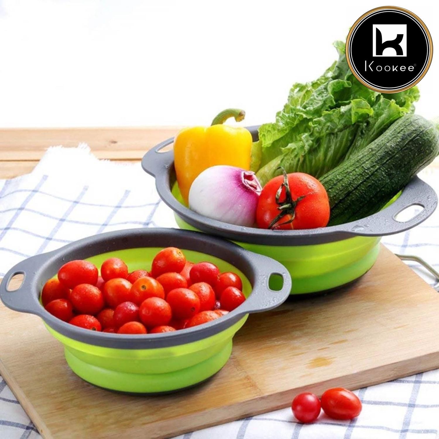 Collapsible Silicone and Plastic Stainer, Bowl