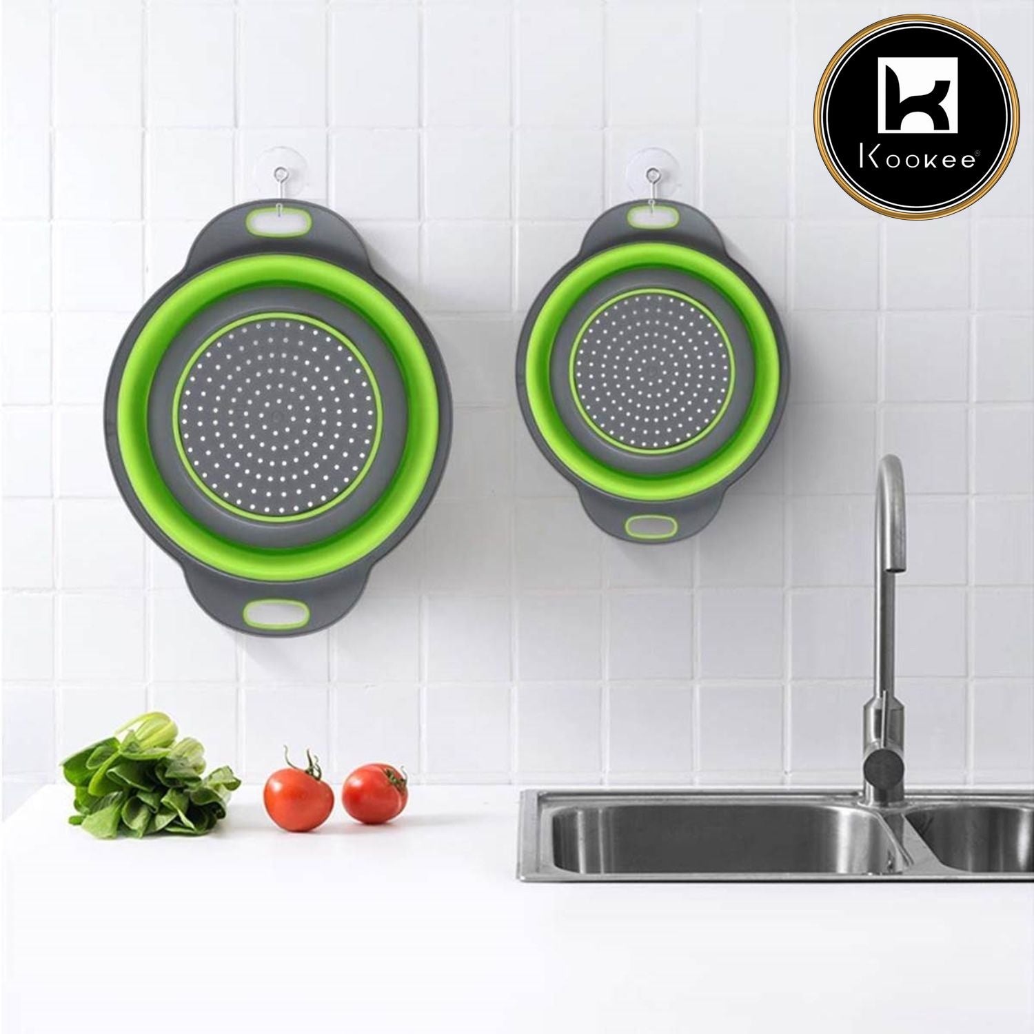 Collapsible Silicone and Plastic Stainer, Bowl