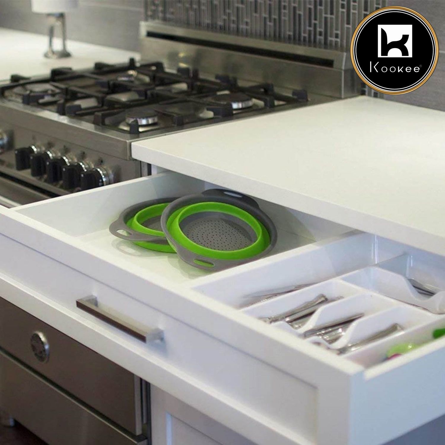 Collapsible Silicone and Plastic Stainer, Bowl