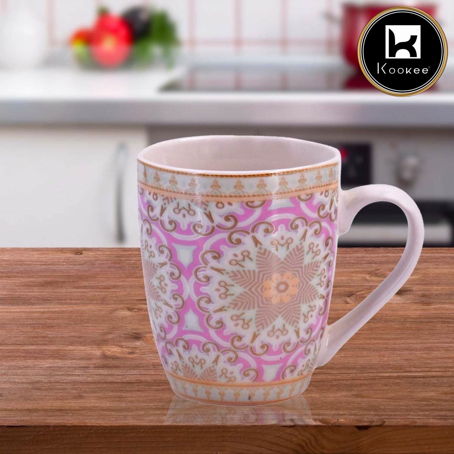 Kookee Printed Ceramic Coffee or Tea Mug with handle for Office, Home or Gifting - 325ml