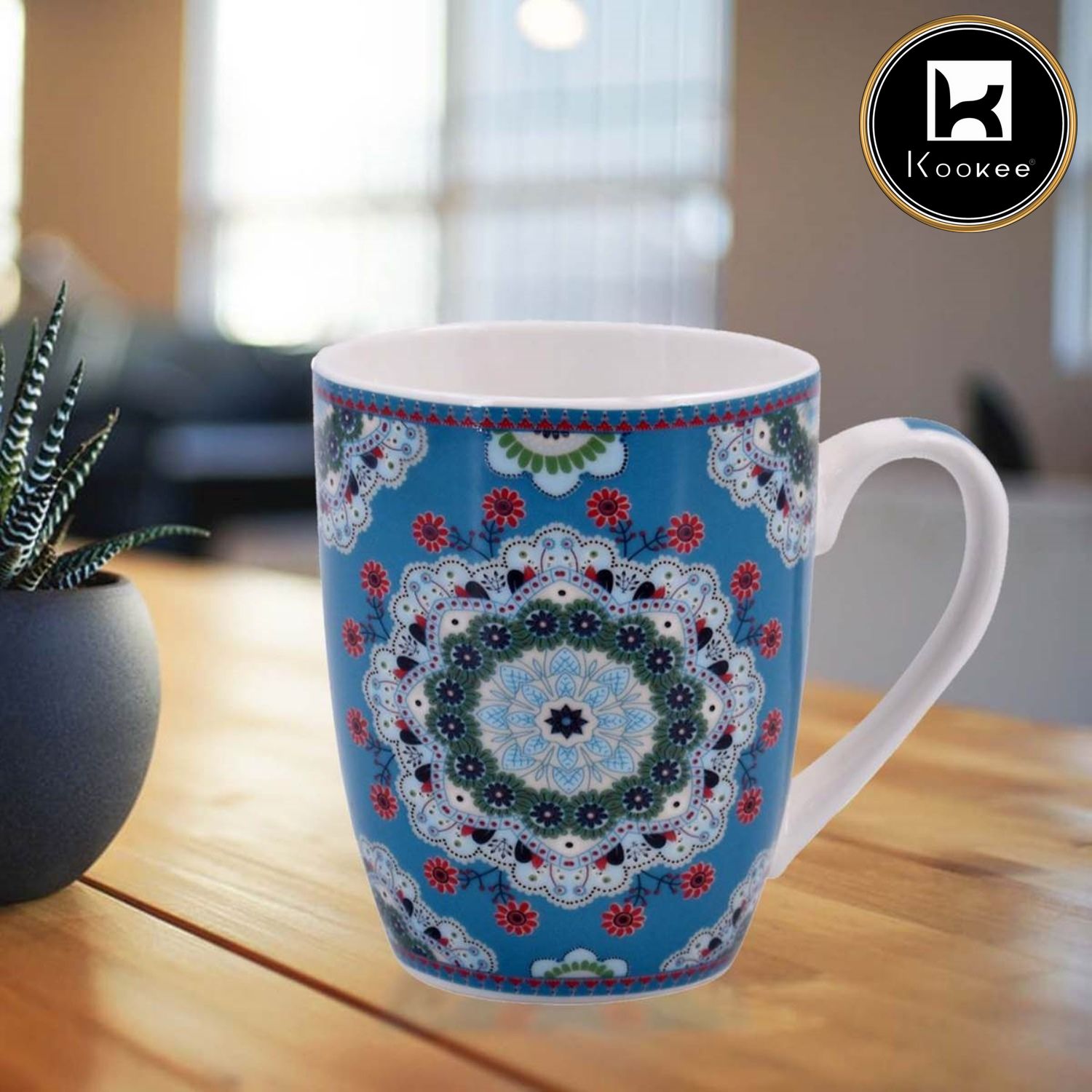 Kookee Printed Ceramic Coffee or Tea Mug with handle for Office, Home or Gifting - 325ml