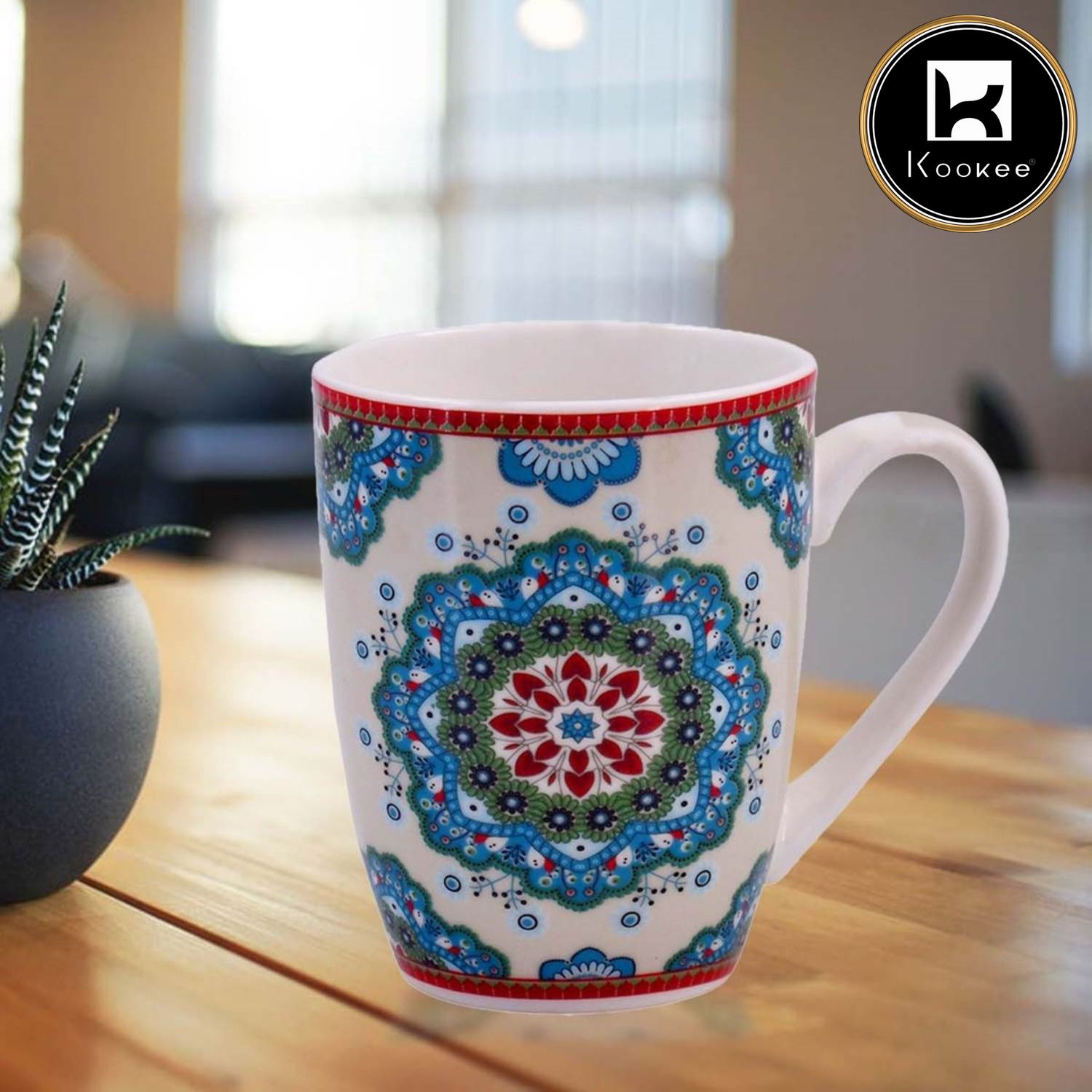 Kookee Printed Ceramic Coffee or Tea Mug with handle for Office, Home or Gifting - 325ml