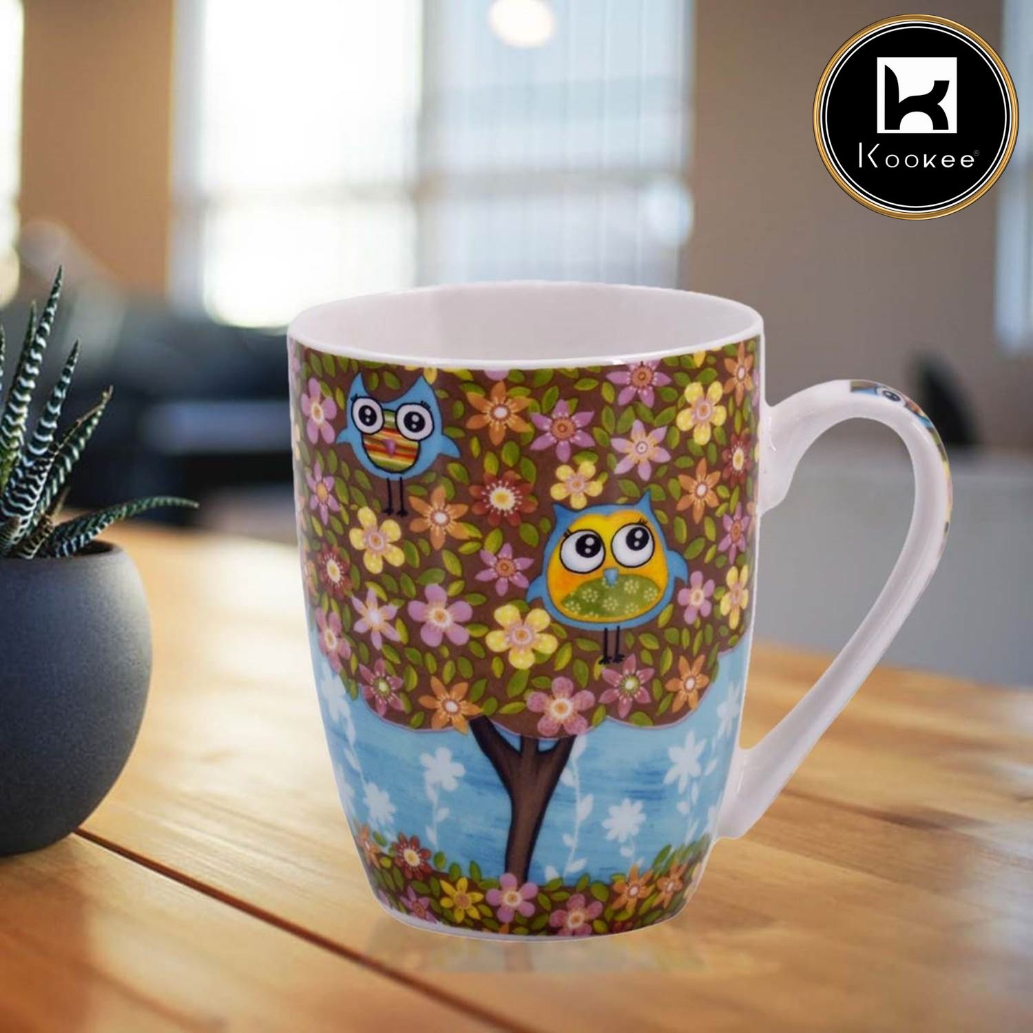 Kookee Printed Ceramic Coffee or Tea Mug with handle for Office, Home or Gifting - 325ml