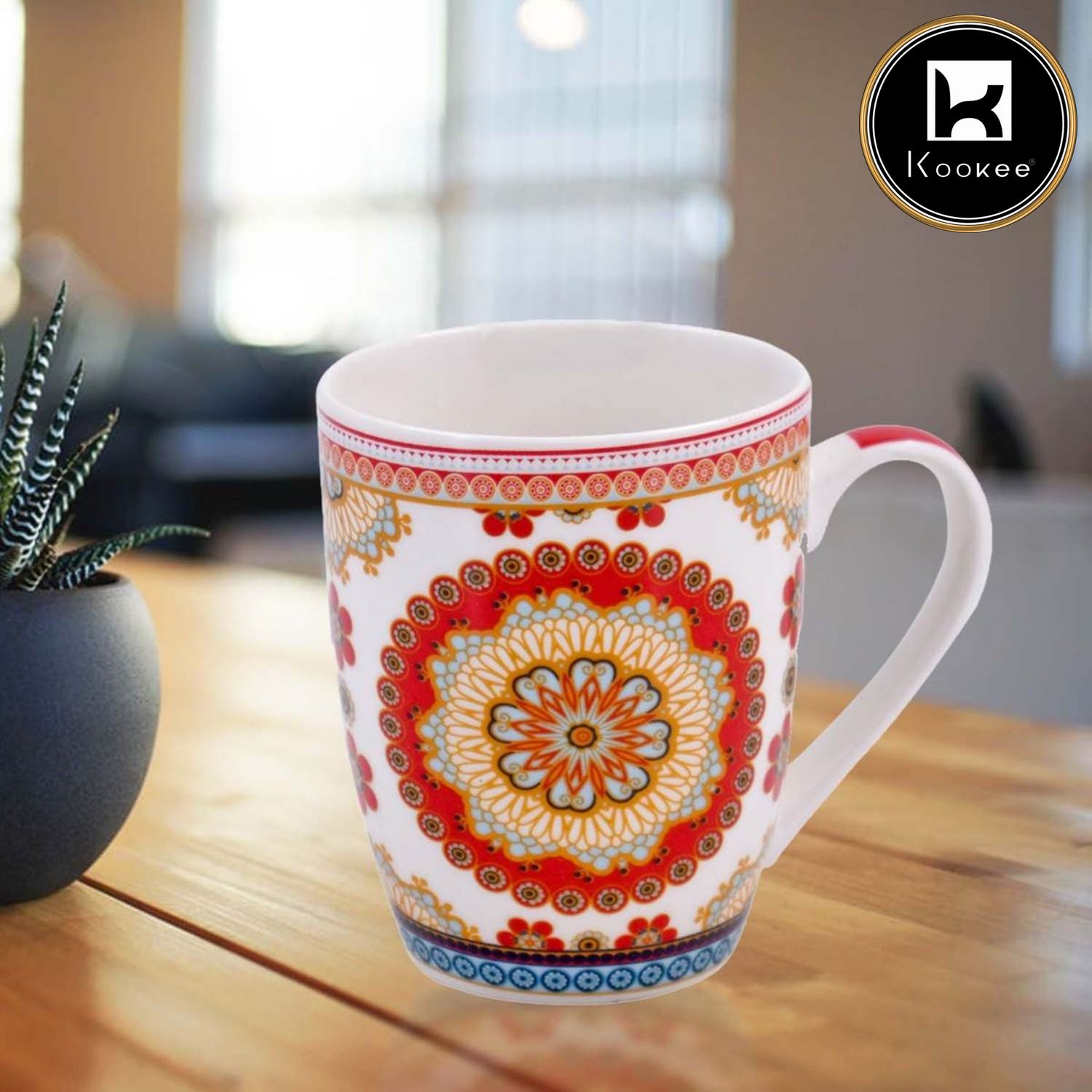 Kookee Printed Ceramic Coffee or Tea Mug with handle for Office, Home or Gifting - 325ml