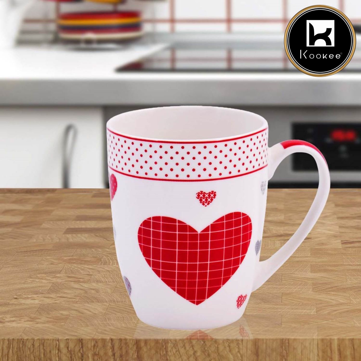 Kookee Printed Ceramic Coffee or Tea Mug with handle for Office, Home or Gifting - 325ml