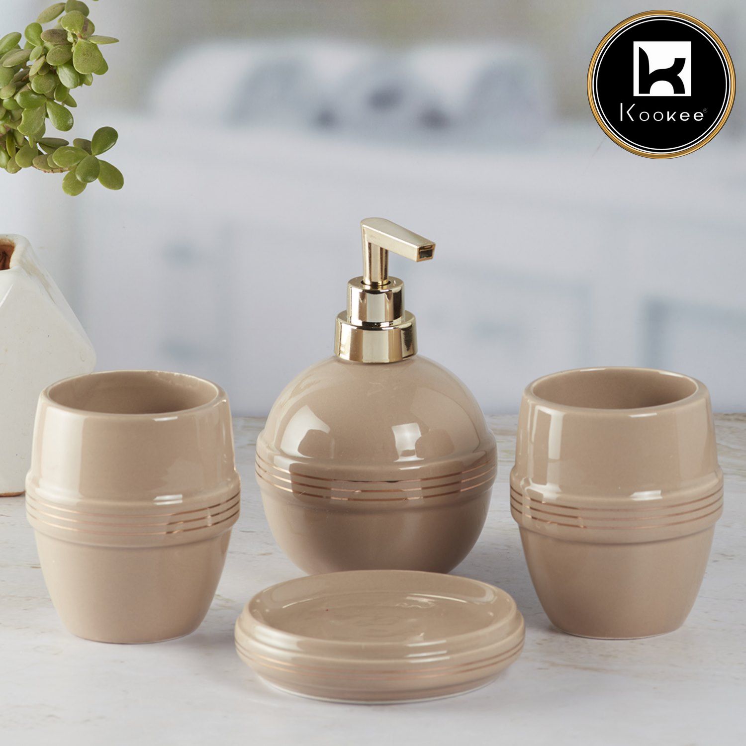 Kookee Ceramic Bathroom Sets, Beige, ART05758