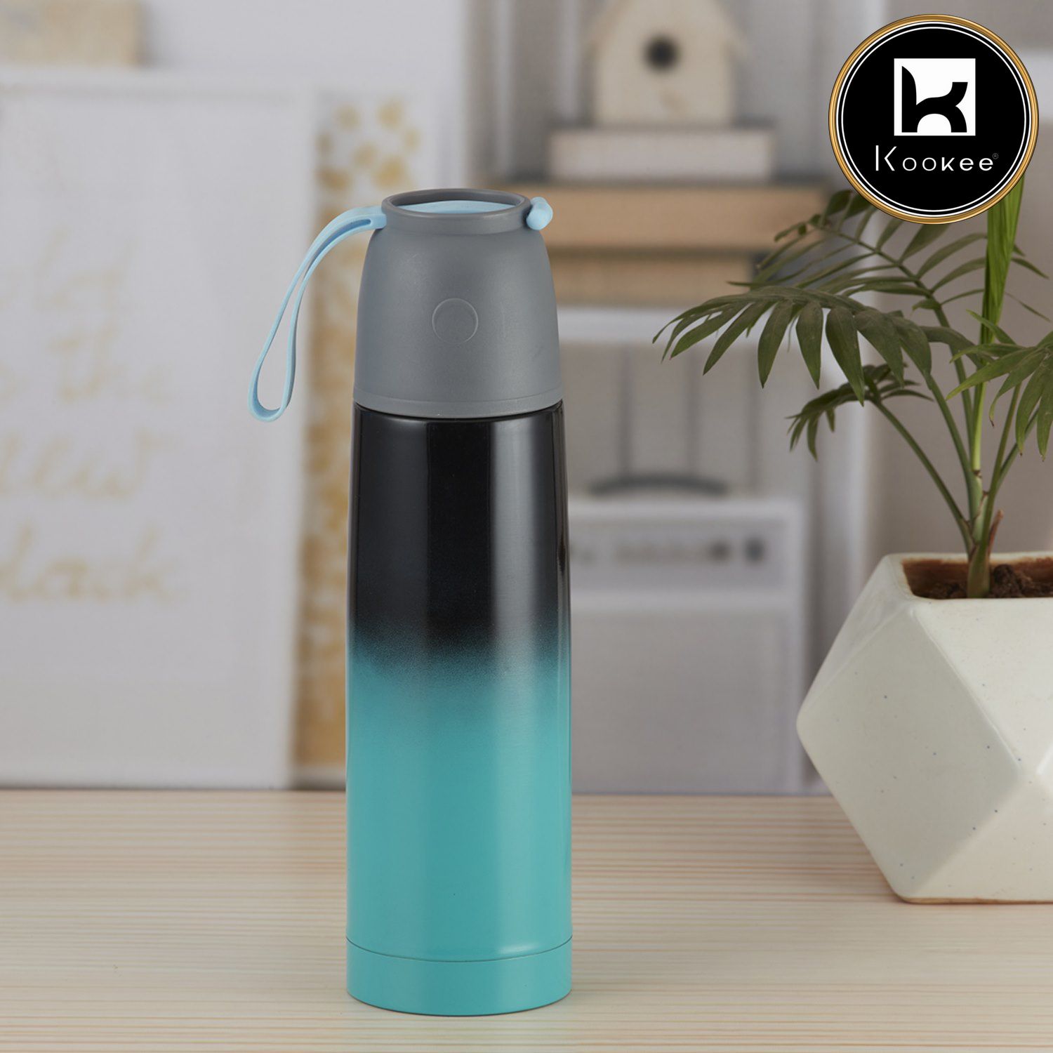 Kookee Stainless Steel Vacuum Insulated double wall Water Bottle for Home, Office, Travel and Sports, Leak - proof Lid for Hot and Cold liquids - 500ml