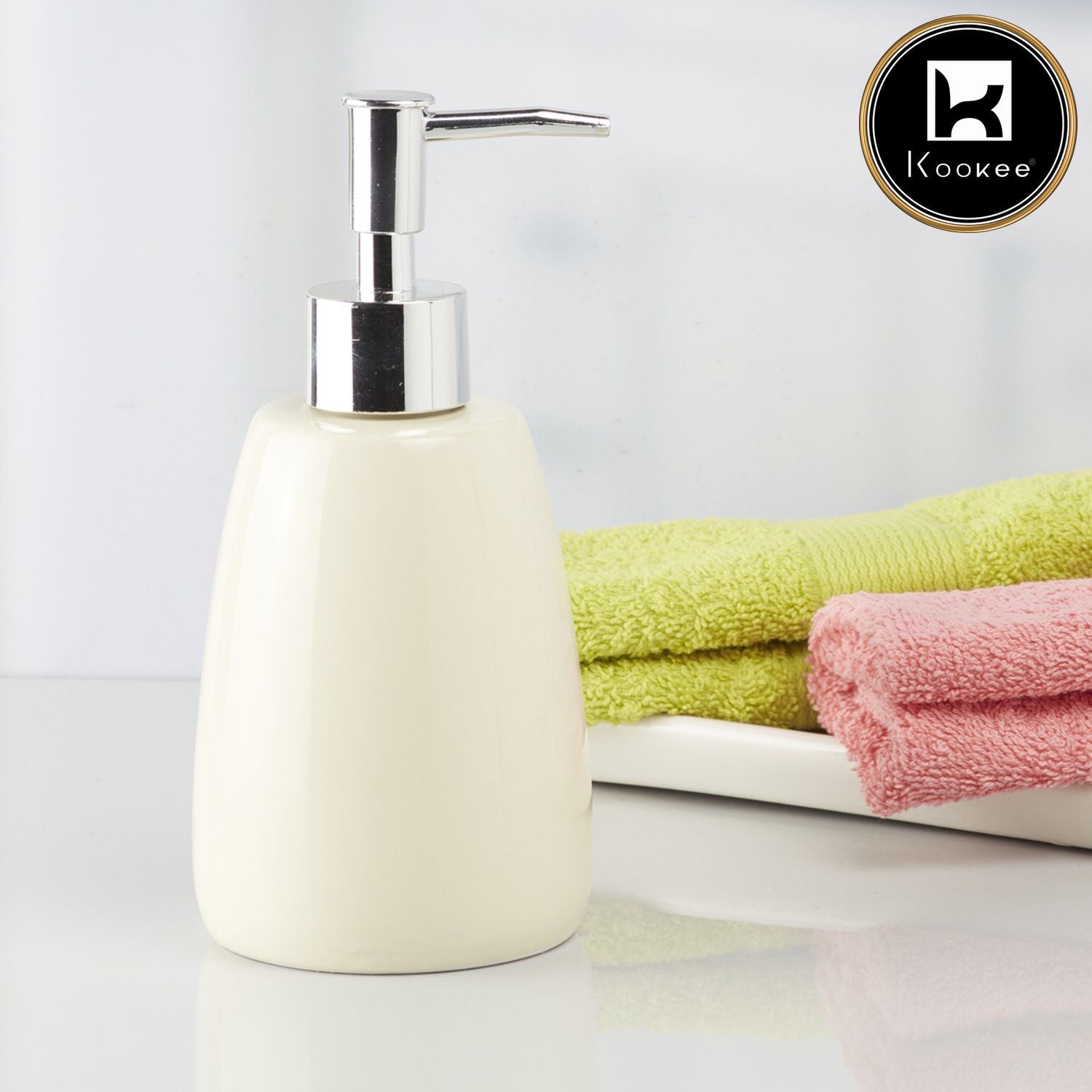 Ceramic Soap Dispenser for handwash for Bathroom, Cream (Set of 1) (6004)